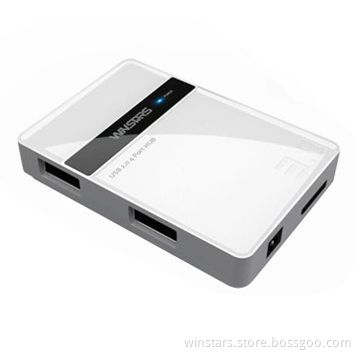 4-port USB 3.0 HUB, USB Cable Tucks Away when Not in Use